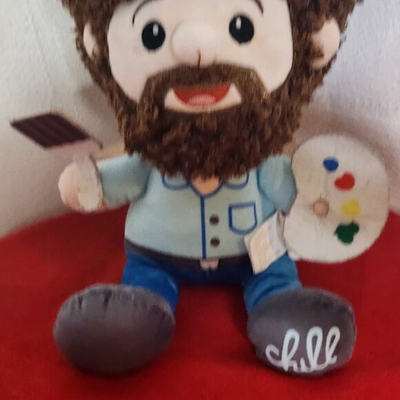 Fiesta Brand Bob Ross 10" Chill Big Hair Head Happy Painter Medium Plushie Doll - Picture 6 of 16